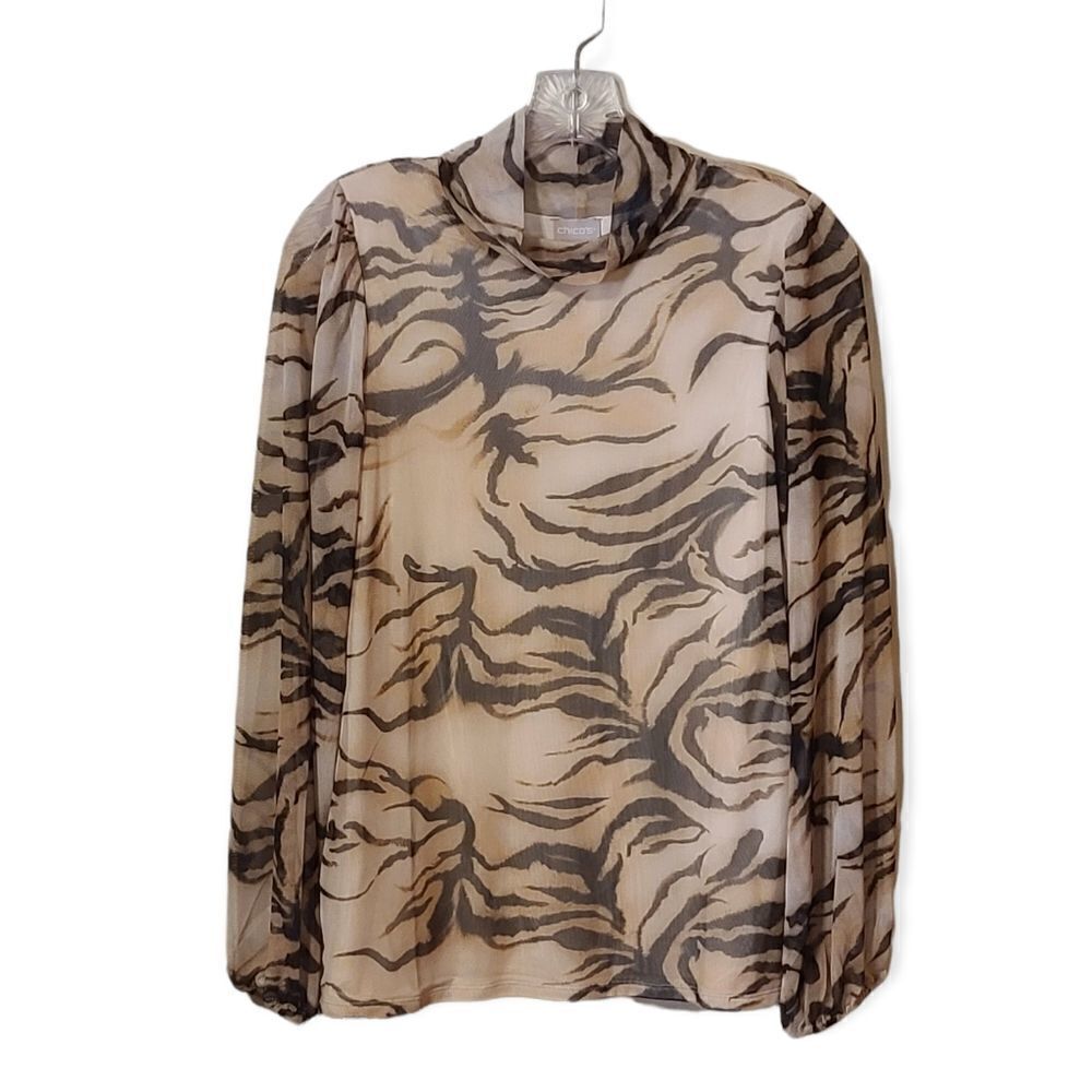 Chico's Tiger Print Mesh Top NEW Size S, L, XL